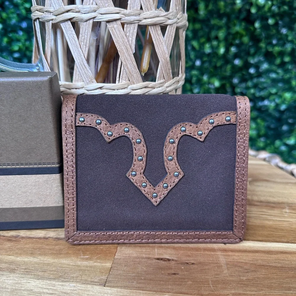 Justin fnew in box front pocket wallet Genuine‎ Leather nwt RFID